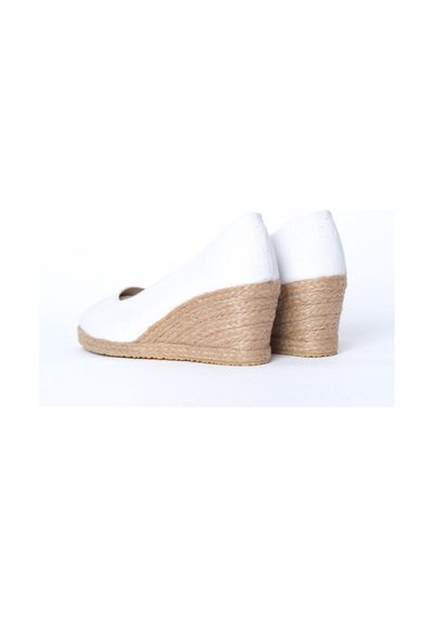 Star Tombis Gerçek Elişi Beyaz Keten Espadril Dolgu Topuk Handmade Beyaz