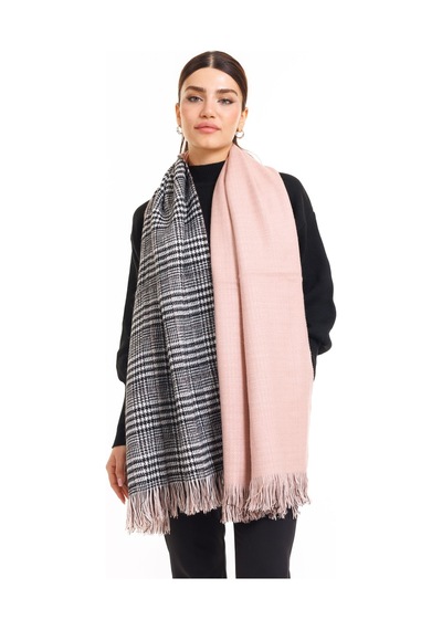 Ladycolor Çift Taraflı Ekose Atkı Şal-omuz Şalı Pembe