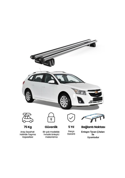 Pençe Chevrolet Cruze Sw 2012-2015 Uyumlu Gri Ara Atkı Port Bagaj Tavan Barı