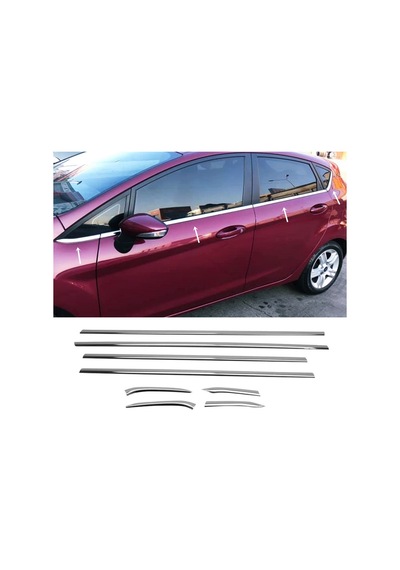 Ford Fiesta 2009-2016 Arası Krom Cam Çıtası 8 Prç Pçelik