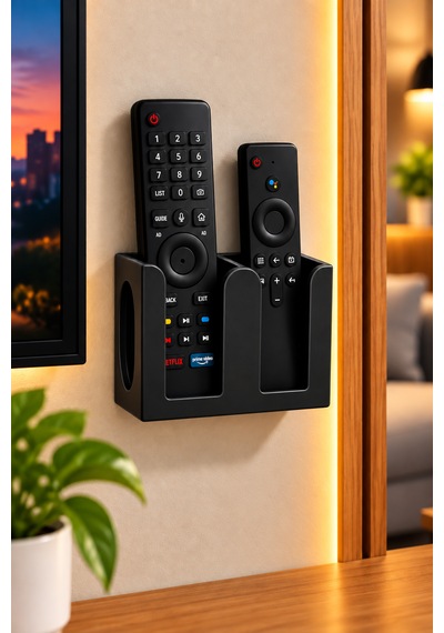 Veriqo 3d Duvara Monte 2'li Uzaktan Kumanda Tutucu Tv Kumandalık Düzenleyici Siyah