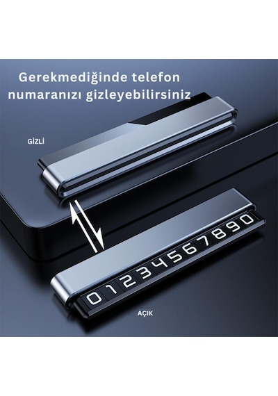 Polham Metal Premium Araç İçi Geçici Park İçin Telefon Numaratörü, Gizlenebilir Araç Numaratörü