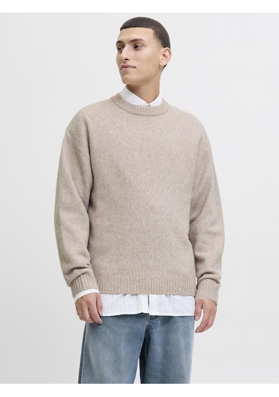 Jack & Jones Jjesoho Ollıe Knit Basic Erkek Crew Neck Kazak Modelleri Bej
