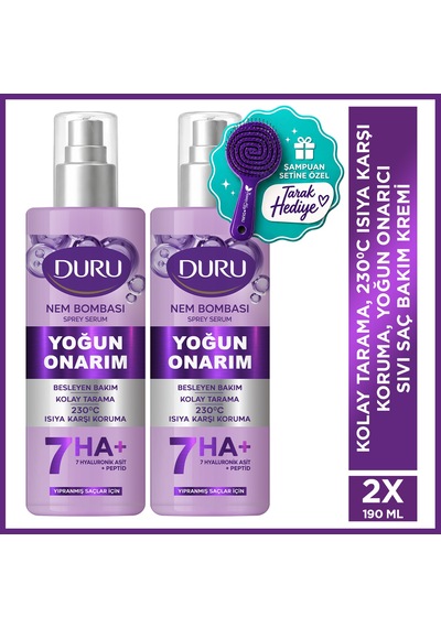 Nem Bombası 7 Li Hyaluronik Asit Ve Peptidli Yoğun Onarıcı Saç Bakım Spreyi 2x190 Ml
