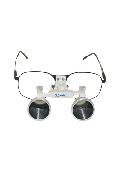 Hiperlupa St375 İnce Çerçeve Cerrahi Loupes Büyüteç Gözlük 3.5x420 Değişken Pupil Mesafeli Beyaz