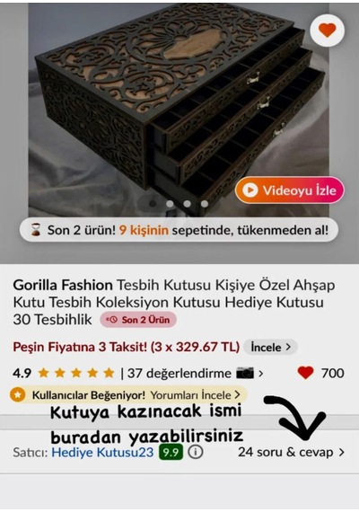 Tesbih Kutusu Kişiye Özel Ahşap Kutu Tespih Koleksiyon Kutusu Hediye Kutusu 40 Tesbihlik