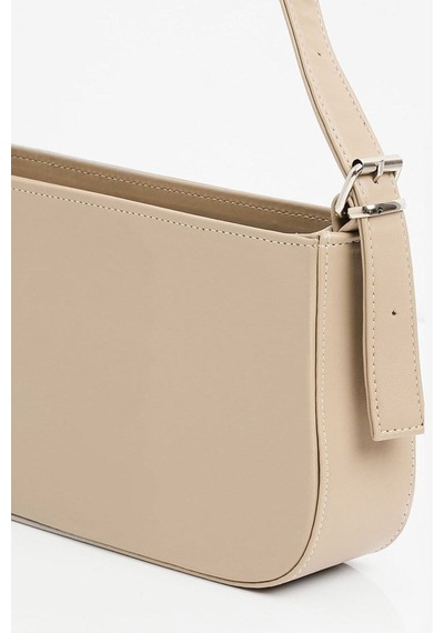 Lovelystore Düz Baget Astarlı 3 Gözlü Basic Omuz Çantası 27x15 Krem