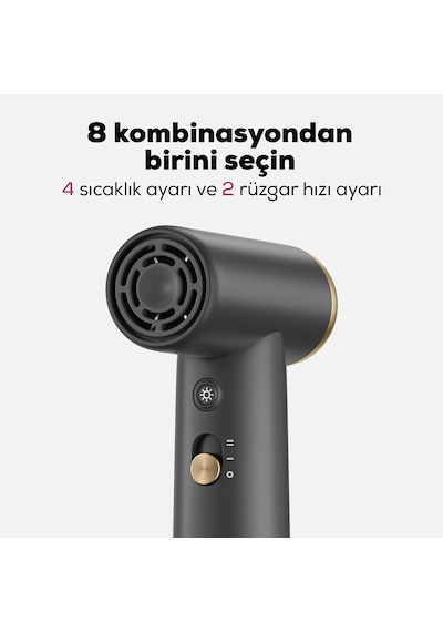 Coshare Hp10e Mini Isı Dereceli Led Işıklı Saç Kurutma Fön Makinesi Siyah