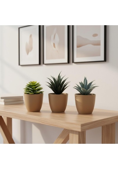 Üçlü Mini Yapay Sukulent Seti 8 Cm Saksı, Dekoratif Küçük Bitki Seti, Gerçekçi Görünüm, Salon Ofis Ev Ma Diğer