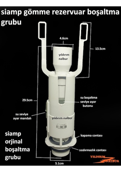 Siamp Gömme Rezervuar İç Takımı Tema Siamp Orta Göbek Yeni Model