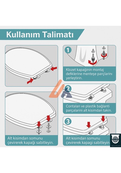 Alttan Sıkmalı Klozet Kapağı Menteşesi Kapak Montaj Aparatı Vid