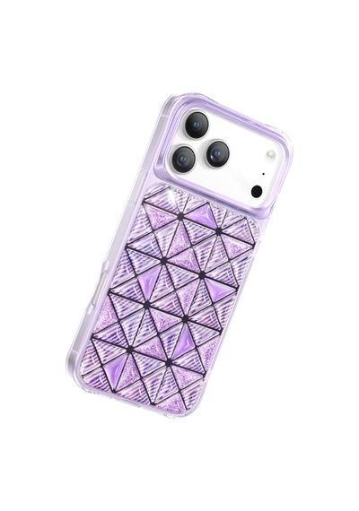 İphone 18 Pro Max Uyumlu Kılıf 3d Buz Blok Desenli Zore Paris Kairo Tpu Kapak Mor