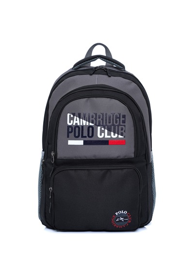 Benittokids Cambridge Polo Club Minimalist Tasarım Unisex Çok Gözlü Sırt Çantası Gri