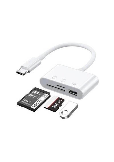 Usb Type C To Sd Microsd Tf Kart Okuyucu Usb 3in1 Çevirici Dönüştürücü Adaptör