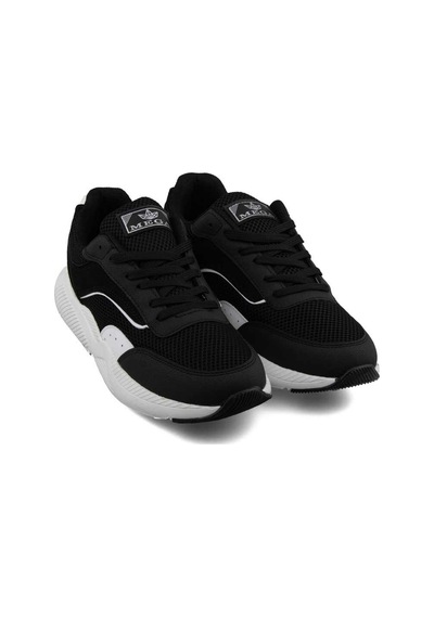Tarzbu Mega Ortapedik Siyah Renk Fileli Bağcıklı Günlük Ayakkabı Sneaker Siyah