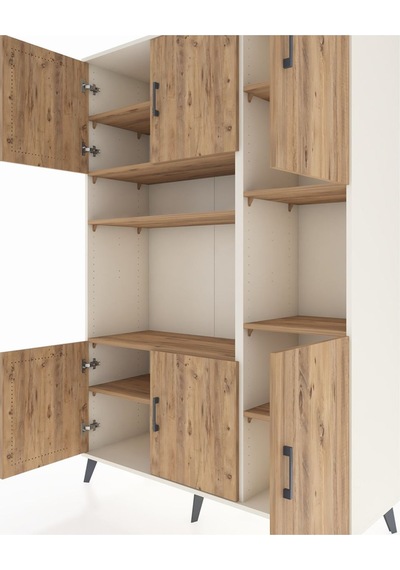 Hyperion Dolap 9 Raflı 6 Kapaklı 132x44x195 Aytaşı-çam/çam Aytaşı