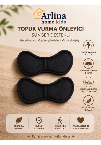 Arlina Home Kids Topuk Vurma Önleyici Sünger Destekli Siyah