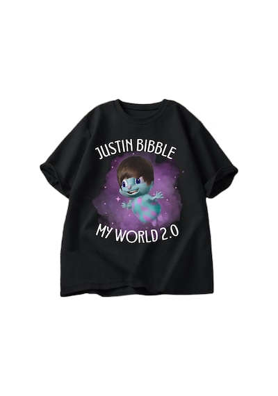 Flood Of Style Justin Bibble Benim Dünya Grafik T-shirt Bibbletopia Pamuk T Shirt Erkekler Baskılı Yüksek Ka Siyah