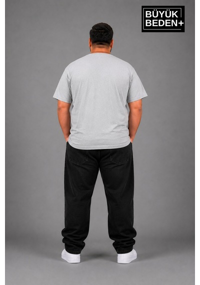 Superlife Süperlife Büyük Beden Erkek V Yaka Pamuklu Basic Tişört Lacivert 3xl-6xl Spr26bts509 Gri Melanj