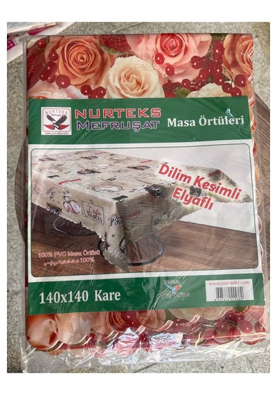 140x140 Cm Kare Masa Örtüsü Dilim Kesimli Elyaflı Masa Örtüsü Renkli
