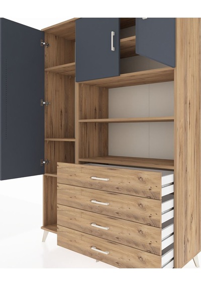 Hyperion Dolap 7 Raflı 4 Çekmeceli 3 Kapaklı 132x44x195 Çam-antrasit/çam Antrasıt/atlas Çam Hyperion Dolap 7 Raflı 4 Çekmeceli 3 Kapaklı 132x44x195 Çam-antrasit/çam Antrasıt/atlas Çam