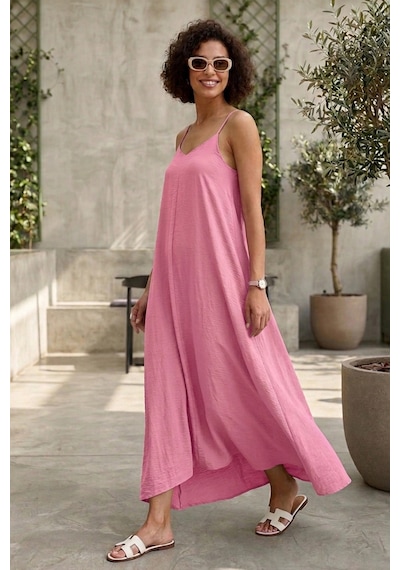 Meine Liebe Unterwäsche Kadın Bürümcük Kumaş Ayarlanabilir Askılı Astarsız Uzun Yazlık Elbise Pembe Meine Liebe Unterwäsche Kadın Bürümcük Kumaş Ayarlanabilir Askılı Astarsız Uzun Yazlık Elbise Pembe