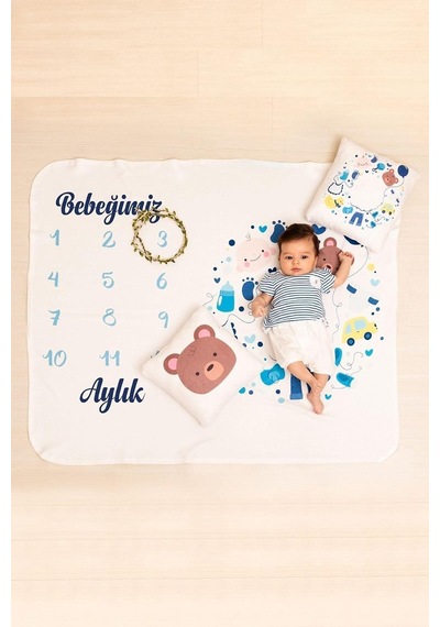 Lexroo Yeni Doğan Bebek Hediyesi Fotoğraf Battaniyesi Seti Aylık Çekim Çok Renkli