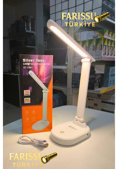 Silver Toss St-7901 30 Smd Led Şarj Edilebilir Ayarlanabilir Masa Lambası Beyaz