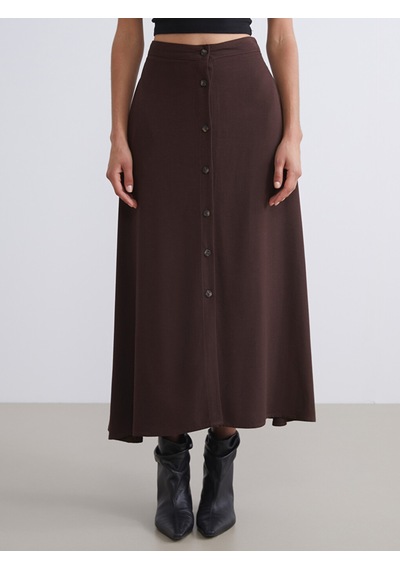 Lcwaıkıkı Classic Kahverengi Loose Fit A Kesim Müslin Etek