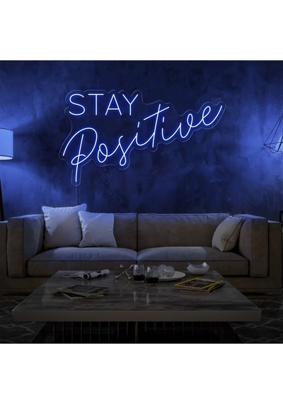 Stay Positive Yazılı Neon Tabela Mavi
