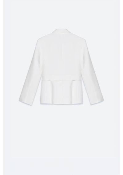 Thalure Kadın Beyaz Beli Kemer Detaylı Blazer