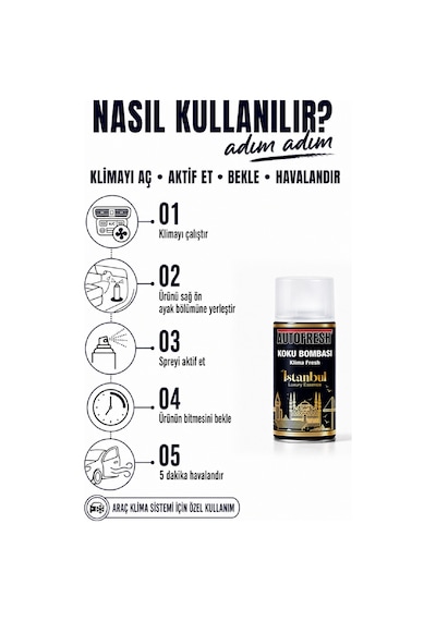 İstanbul Koku Bombası Klima Fresh Araç İçi Sprey 150 Ml Kalıcı Premium Koku Giderici