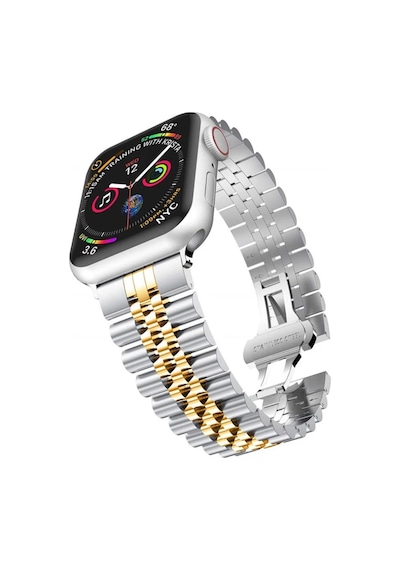 Apple Uyumlu Watch  2/3/4/5/6/7/8/se/ultra 38 40 41mm   Çelik Baklalı Metal Kordon Gümüş Gold