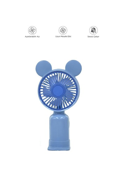 F-12 Mini Taşınabilir Fan Şarjlı 2 Kademeli Ledli Ayıcık Kulak Vantilatör Klima Soğutucu