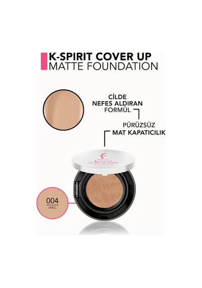 Flormar K-Spirit Cover Up Yüksek Kapatıcı & Uzun Süre Kalıcı Yarı Mat Bitişli Fondöten 004 Shell