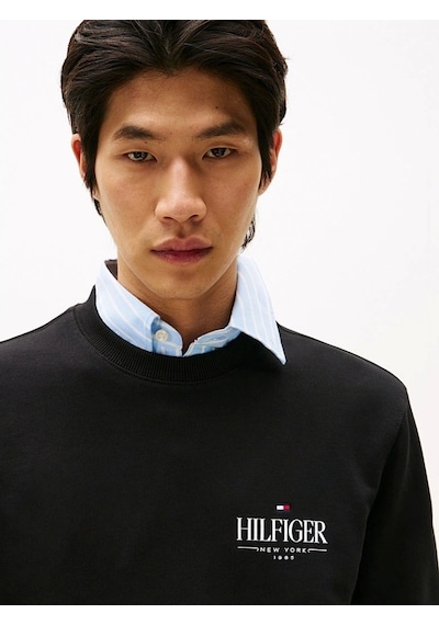 Tommy Hilfiger Hılfıger Stacked Sweatshırts Erkek Siyah Kazak Mw0mw39376bds Siyah