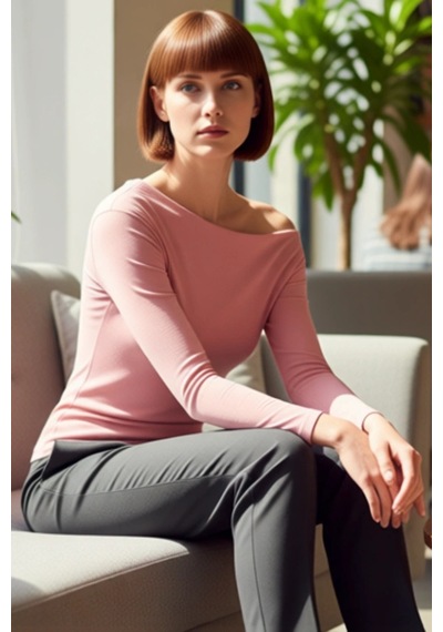 Ersefa Moda Kayık Yaka Örme Slim Çizgili Desen Casual Günlük Regular Uzu Gül Kurusu