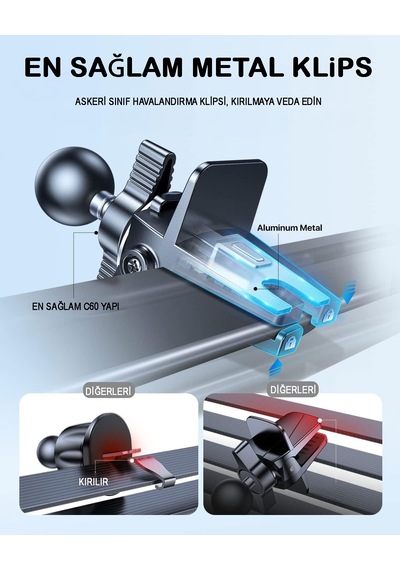 F15 Padatech Araç Havalandırma Telefon Tutucu Tüm Akıllı Telefonlarla Uyumlu 40x80x140