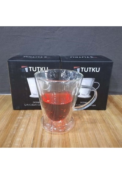 Çift Cidarlı Cam Kupa 350 Ml şeffaf