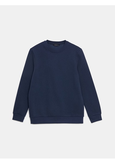 Lcwaıkıkı Basic İndigo Bisiklet Yaka Erkek Kalın Sweatshirt
