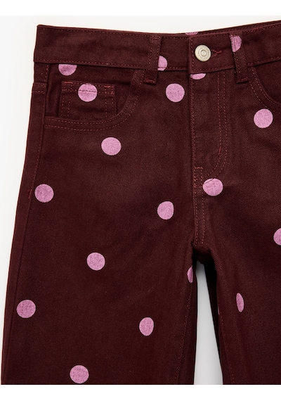 Koton Yüksek Bel Pamuklu Puantiyeli Balon Form Denim Pantolon Bordo Desenli 7wkg40023ad