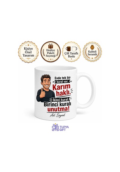 Hep Haklı Çıkan Karıma Otorite Sensin Kılıbık Koca Kupası Hediye Bardak Beyaz / Çok Renkli