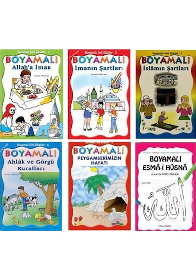 Çocuklar İçin Boyamalı Dini Bilgiler Seti 6 Kitap / Mürşide ...