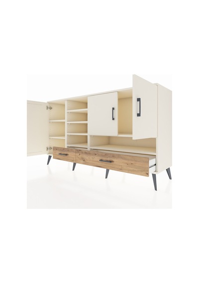 Kronos Konsol 8 Raflı 2 Çekmeceli 3 Kapaklı 176x59x99 Aytaşı-ayta Aytaşı-aytaşı/çam