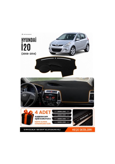 Hyundai İ20 2008-2014 Uyumlu Torpido Örtüsü, Torpido Kılıfı - Siyah-kahverengi - Hu001