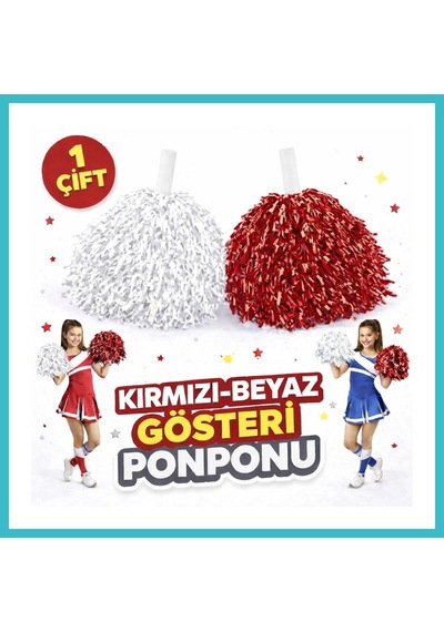 Bezos 1 Çift 2 Adet Kırmızı-beyaz Renk 23 Nisan 19 Mayıs 29 Ekim Okul Gösteri Ponponları Ekstra Dolgun Dfnbez Diğer 34502922