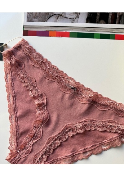 Arlet Kadın Pamuklu Rahat Günlük Kullanım Dantelli Slip/külot Li Gül Kurusu
