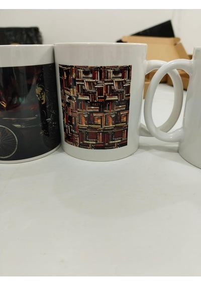Kitaplık Kupa - Kitap Duvarı Temalı Seramik Bardak Kitap Sever Hediyesi 325ml Beyaz - Çok Renkli