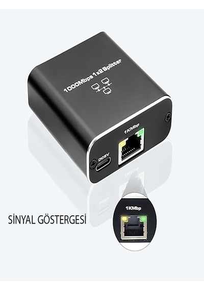 Ethernet Ayırıcı 1'i 2 Arada Çıkış Yüksek Hızlı 1000mbps Cat5/5e/6/7/8 Kablo İçin Ayırıcı Adaptörü