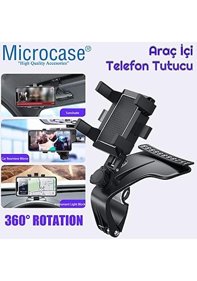 Microcase Araç İçi Numaratörlü Güneş Siperliği Ön Panel Dikiz Aynası Telefon Tutucu - Al2905